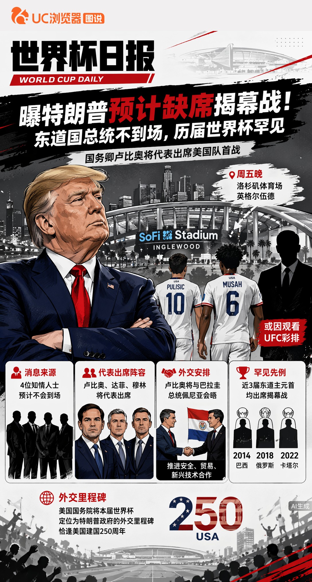 曝特朗普预计缺席揭幕战！东道国总统不到场，历届世界杯罕见