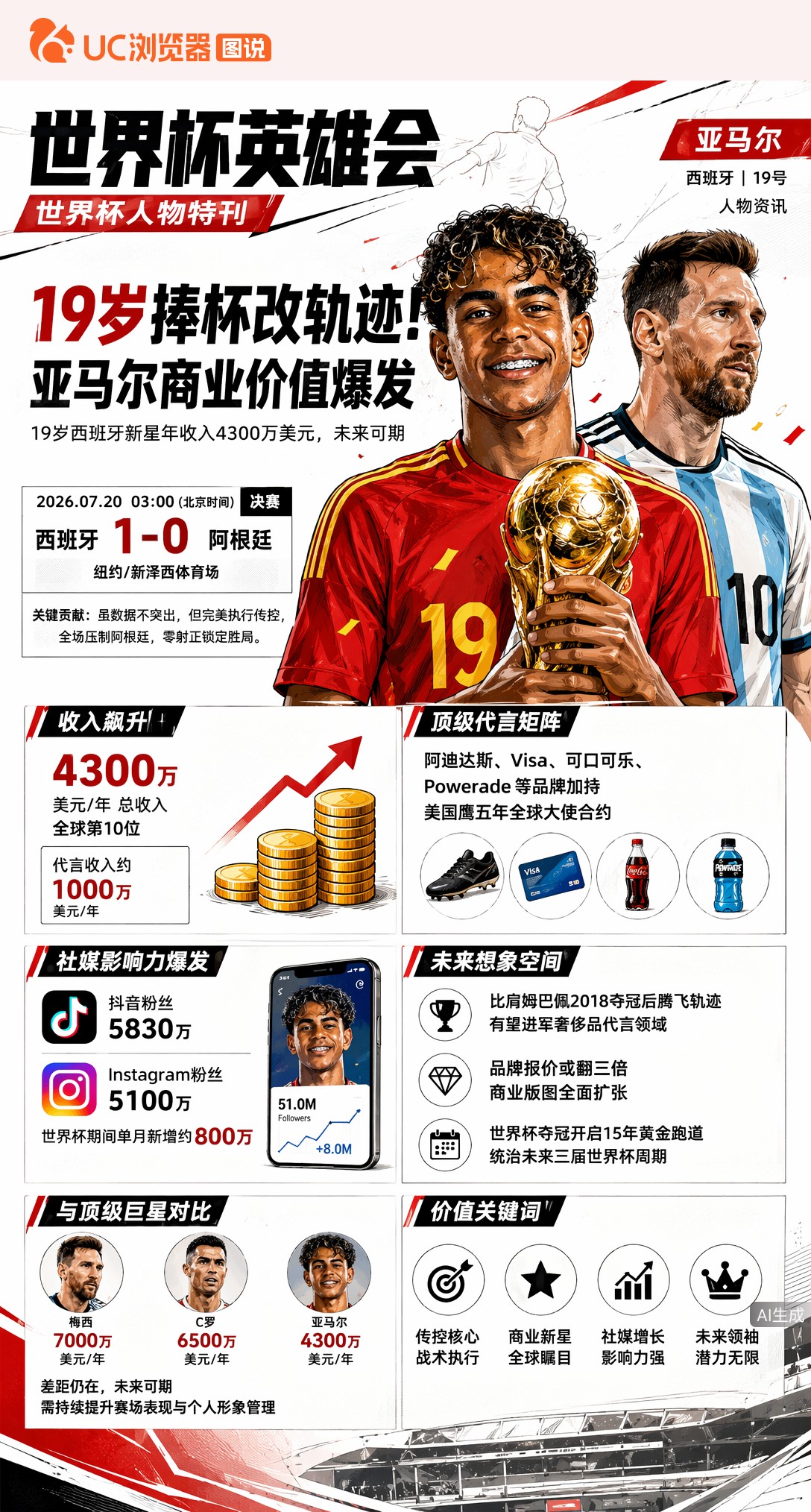 19岁捧杯改变轨迹！亚马尔世界杯夺冠后商业价值剑指奢侈品代言