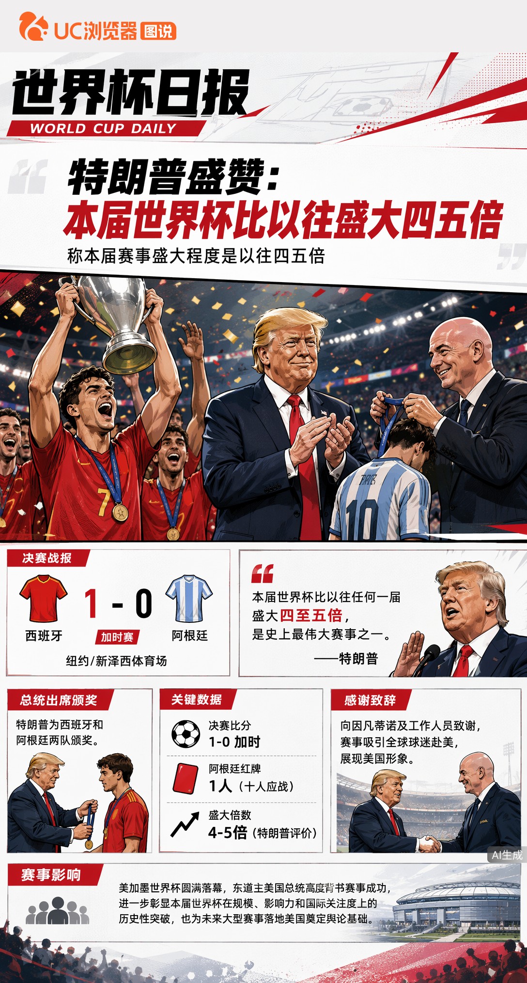 特朗普盛赞：本届世界杯比以往盛大四五倍，史上最伟大赛事之一