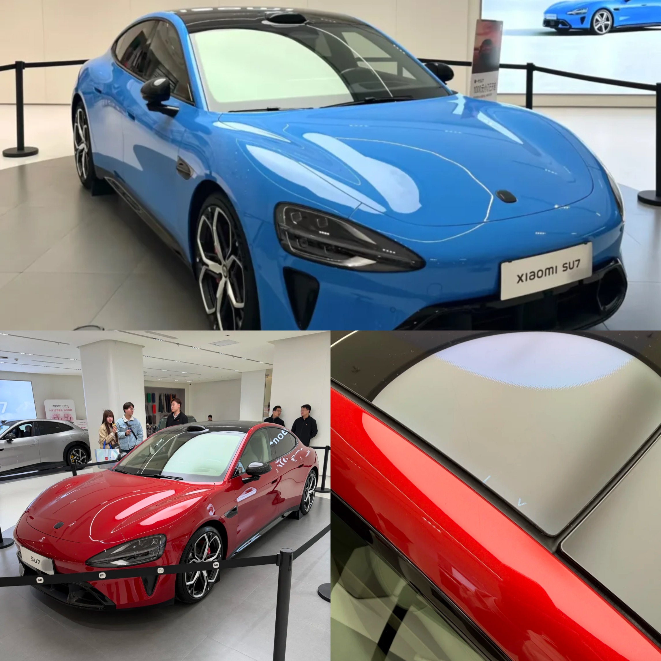 我一个朋友昨天去线下观看新SU7
她说她有3个最真实的感受，第一点就是顶棚左右两