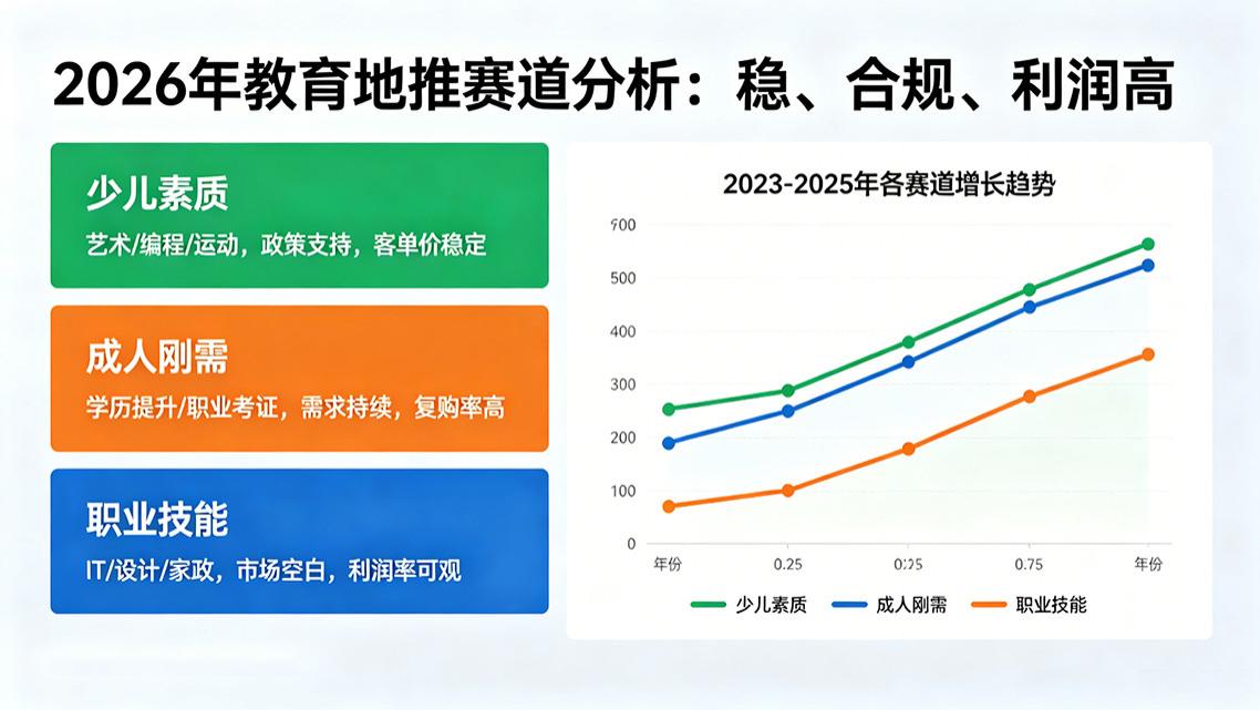 2026教育地推指南：少儿素质、成人刚需与职业技能，哪个赛道稳、合规且利润高？