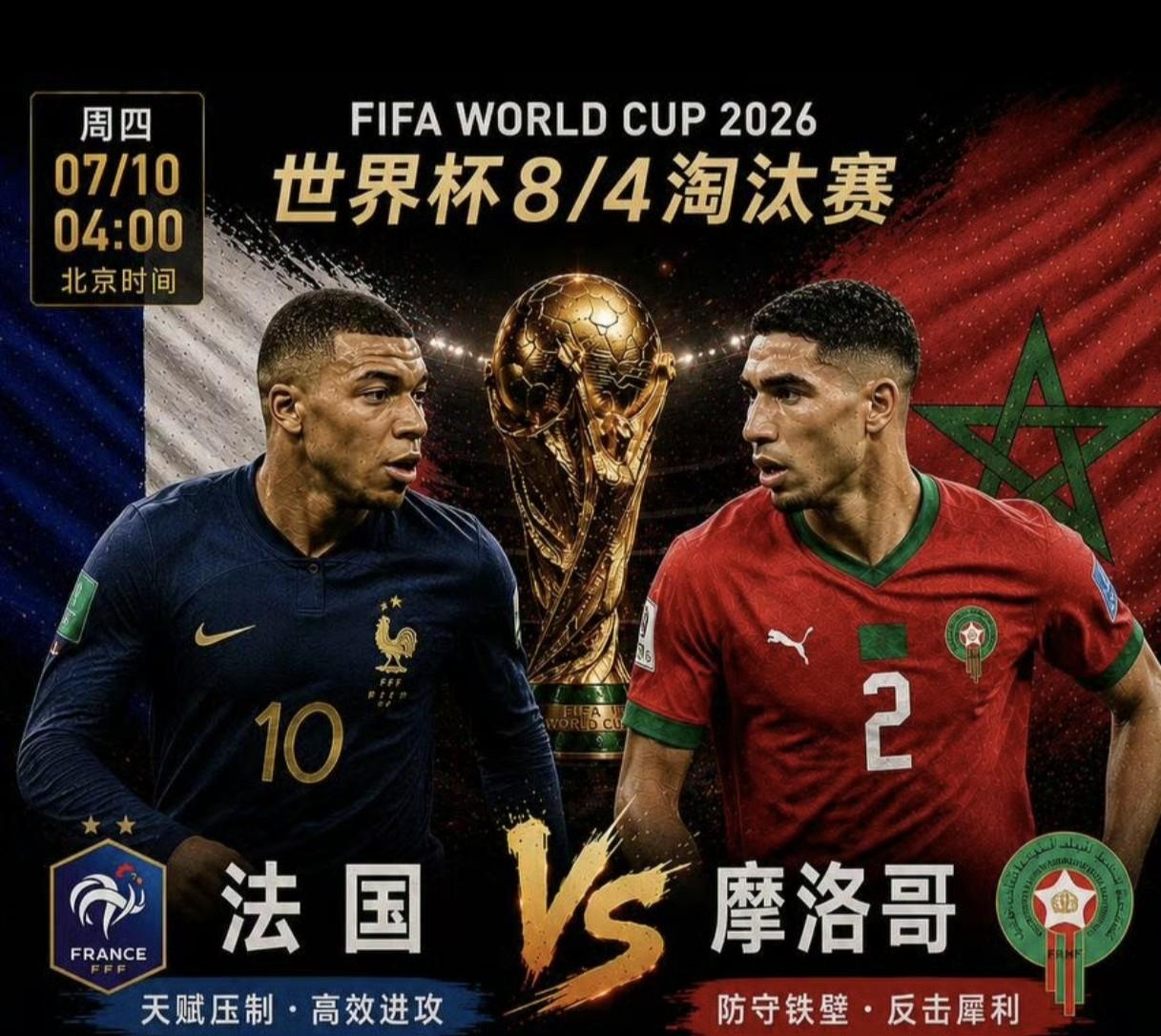 明天凌晨4点，是摩洛哥的复仇时刻……
4年前在卡塔尔，摩洛哥做为首支杀进4强的非