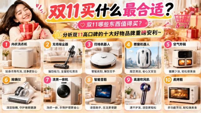 双11买什么最合适？双11哪些东西值得买？分析双11高口碑的十大好物品牌重磅安利~