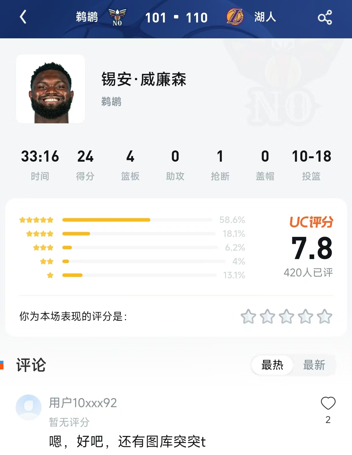 13.1%的一星残酷拷问：28分8板0助，到底是不是“鹕”弄人？