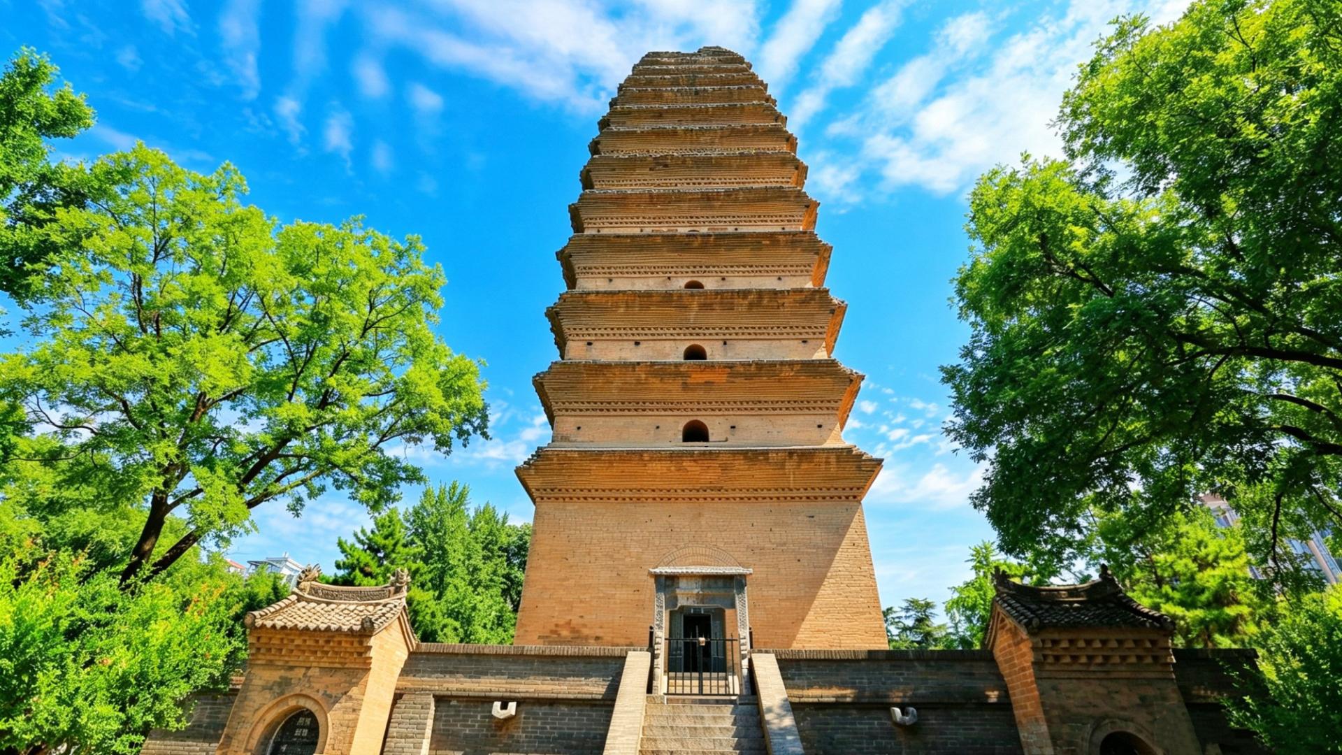 西安小雁塔，一塔藏尽景龙岁月，在青砖古柏间邂逅盛唐静默时光