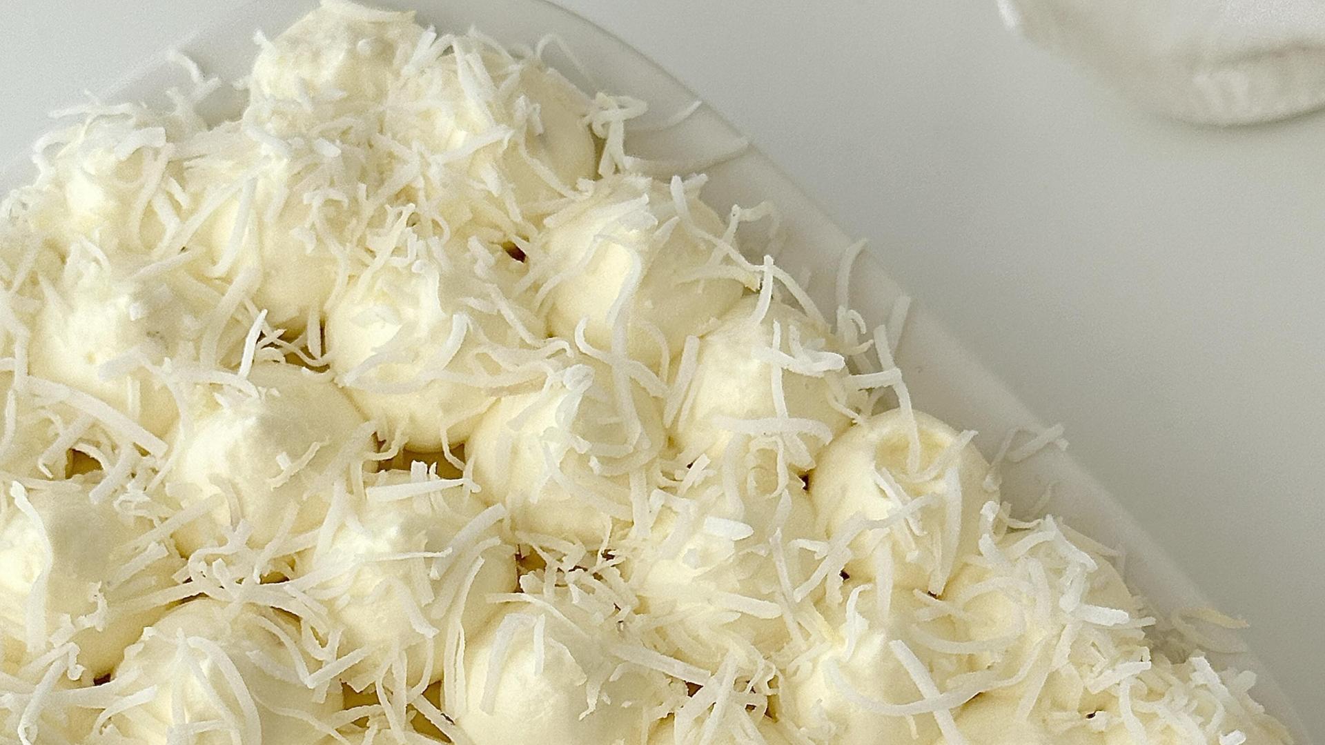 椰子提拉米苏：无蛋无吉利丁，椰香浓郁，一口上头