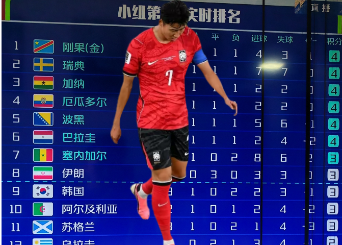 韩国🇰🇷队终于解脱了，买票回家了。
      韩国🇰🇷是 2026 世