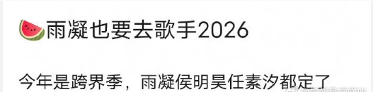 刘宇宁 侯明昊 任素汐都要去歌手2026