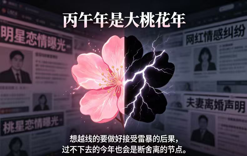近来不少网络桃色事件反馈了今年桃色会是主题，所以像不好的情感纠葛今年都是容易暴雷