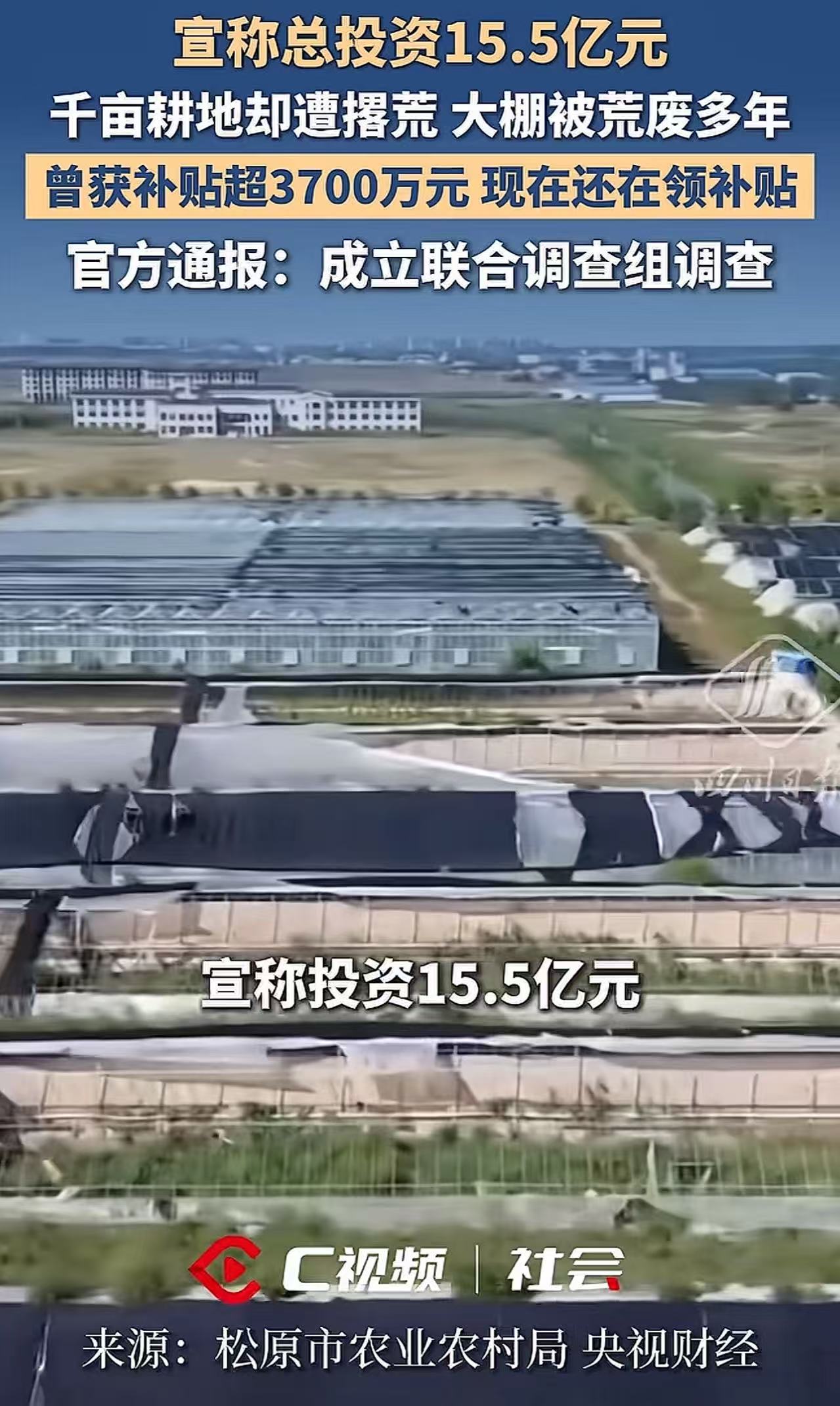 “终于被央视曝光了！”吉林松原，一个占地600公顷的蔬菜大棚，大面积荒废，3年间