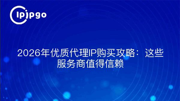 2026年优质代理IP购买攻略：这些服务商值得信赖