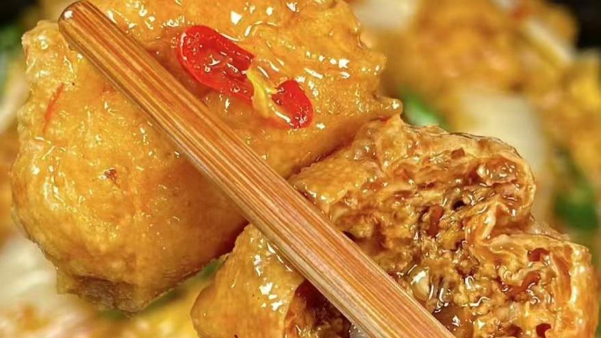 娃娃菜焖豆泡，鲜香入味，一锅出锅抢着吃！