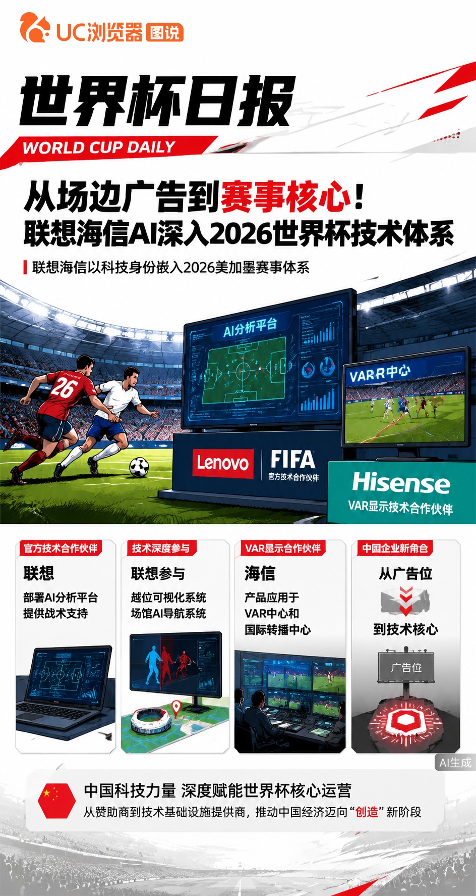 从场边广告到赛事核心！联想海信AI深入2026世界杯技术体系