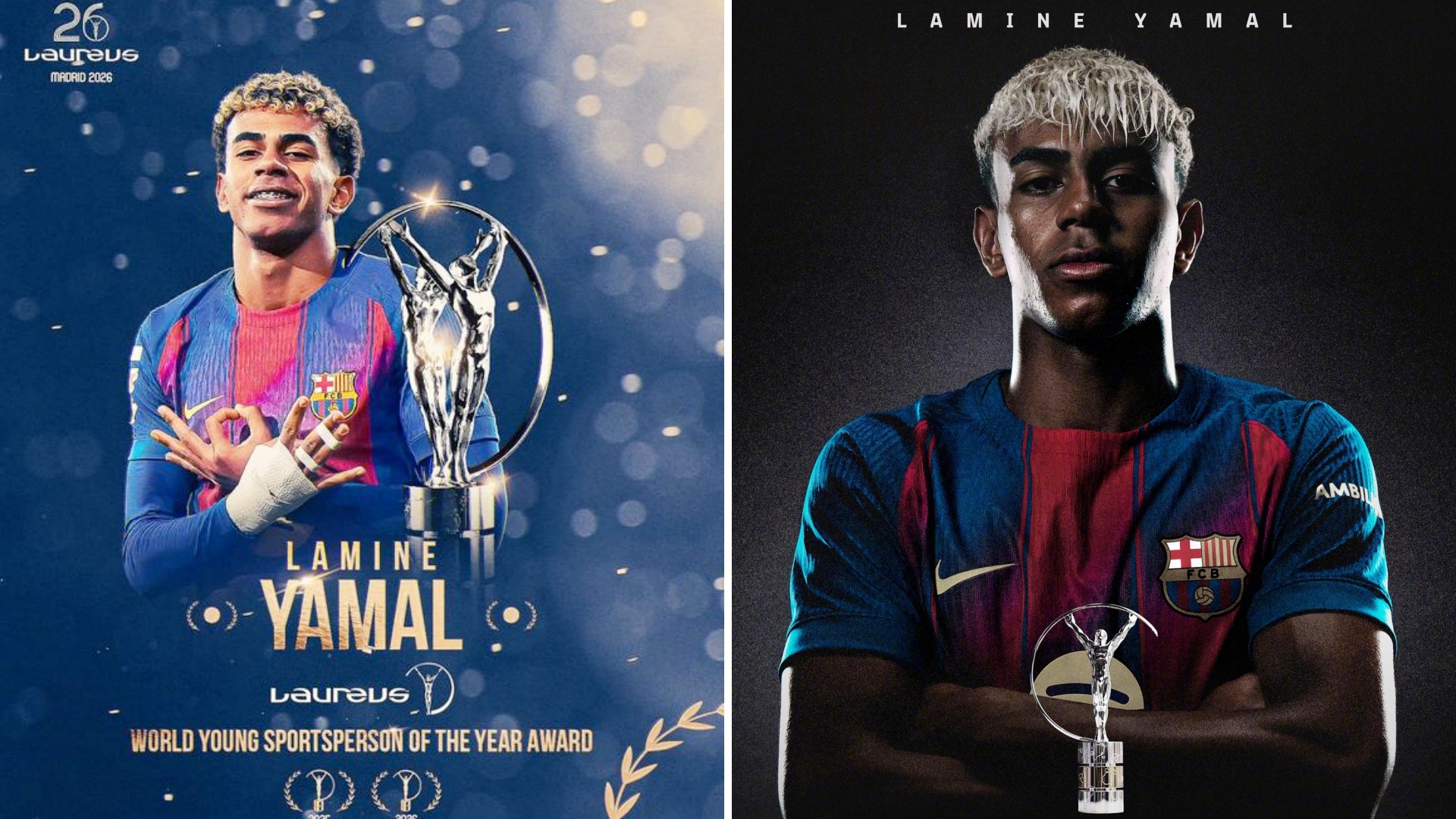 18岁的巴萨前锋亚马尔，获得首位劳伦斯年度最佳青年运动员奖。
在去年的劳伦斯奖评