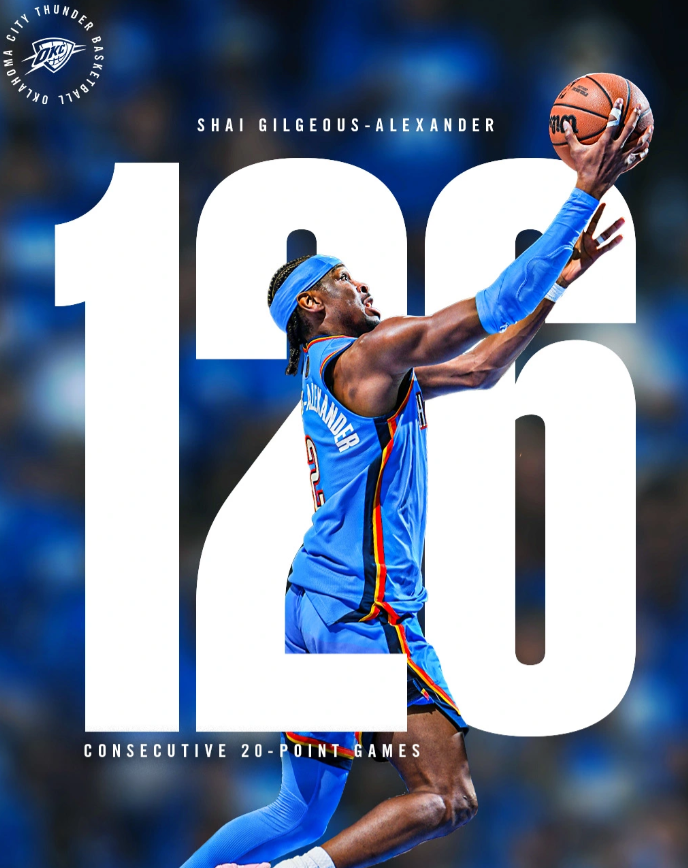 NBA常规赛，雷霆主场迎战掘金的比赛中。

比赛的第三节，亚历山大撤步三分投进，