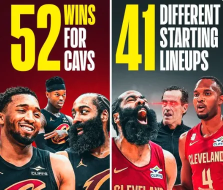 骑士自媒体Cavs Nation发图谈到了球队本赛季的表现：

52场胜利，41