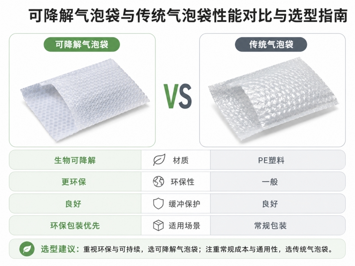 可降解气泡袋VS传统气泡袋：功能对比与选型参考