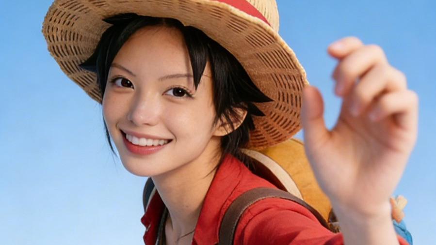 8K超高清壁纸｜路飞变女生，草帽传承，元气少女的航海梦