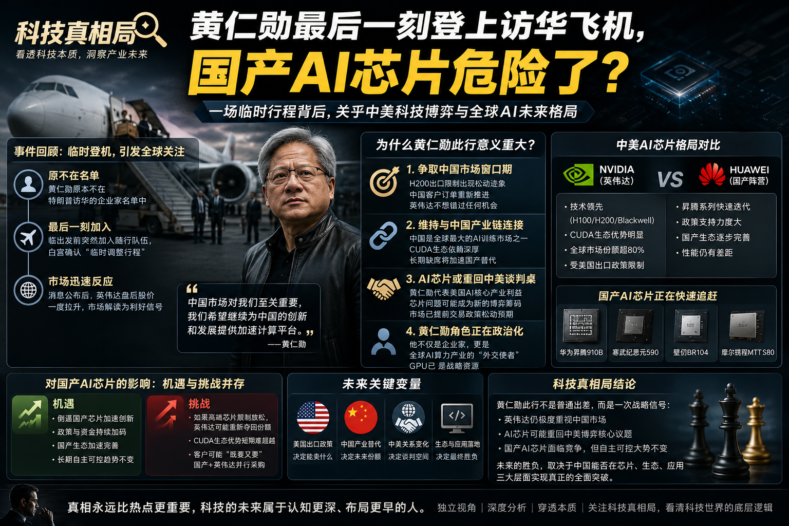 黄仁勋最后一刻登上访华飞机，国产AI芯片危险了？

黄仁勋突然访华，不只是一次商