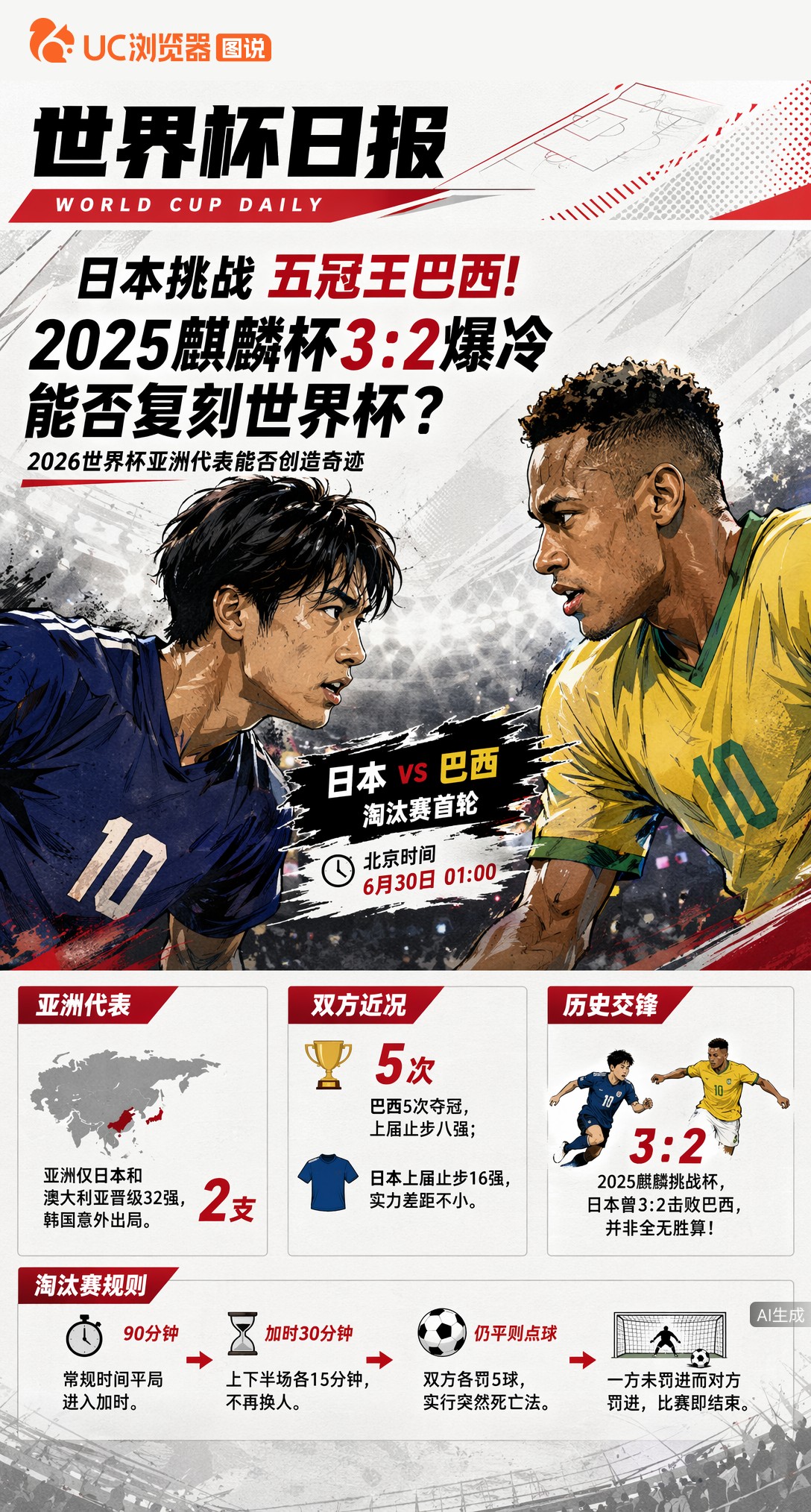 日本挑战五冠王巴西！2025麒麟杯3:2爆冷能否复刻世界杯？