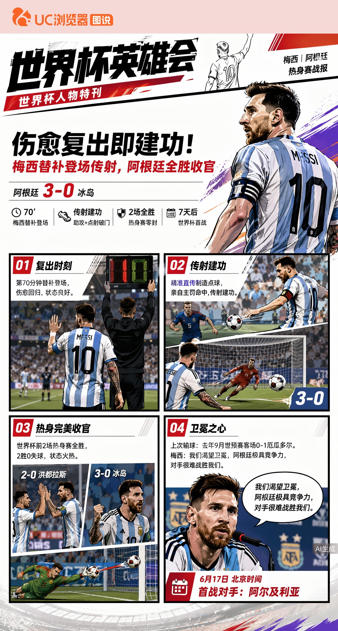 伤愈复出即建功！梅西替补登场传射，阿根廷卫冕前最后练兵全胜