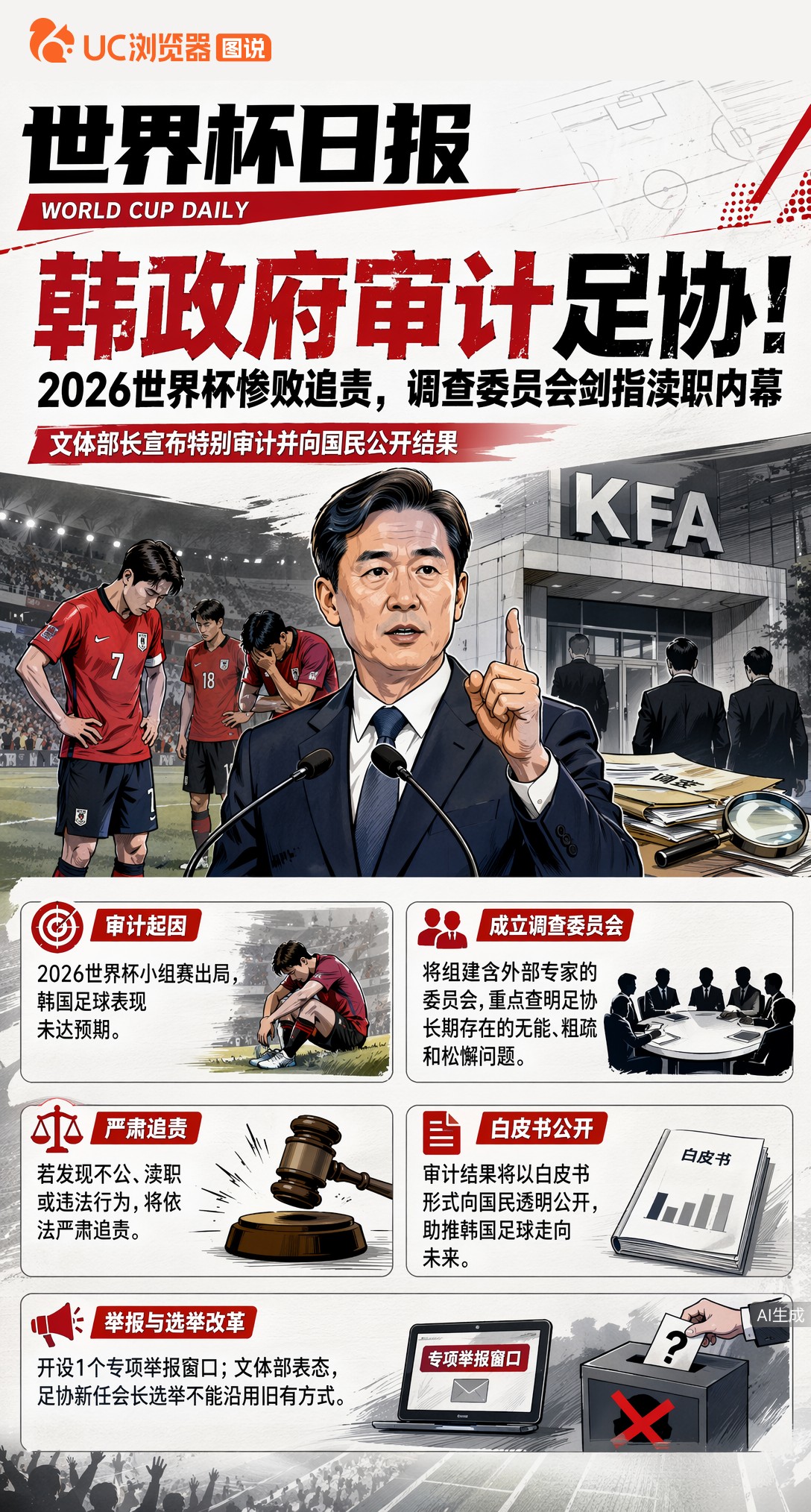 韩政府审计足协！2026世界杯惨败追责，调查委员会剑指渎职内幕