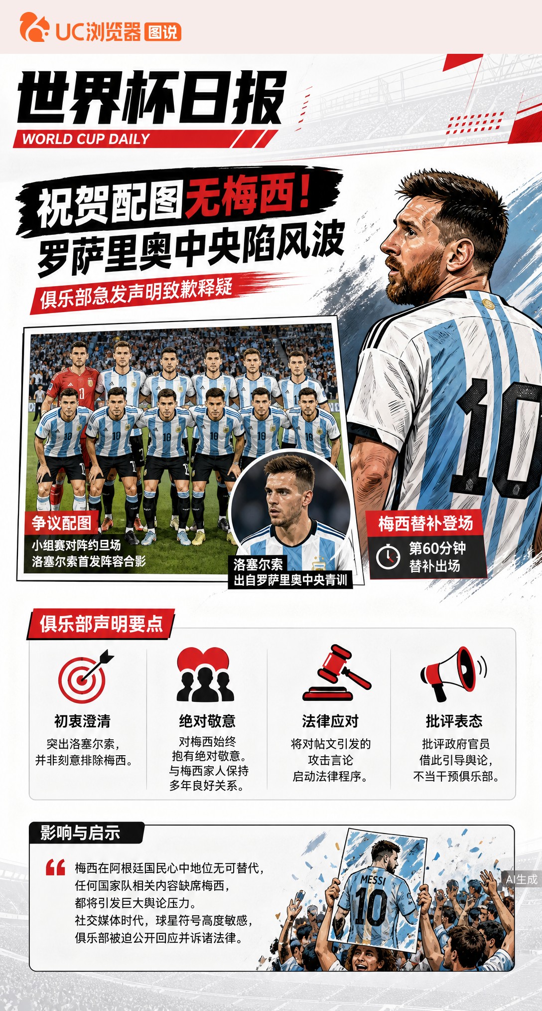 祝贺配图无梅西！罗萨里奥中央陷风波，急发声明致歉