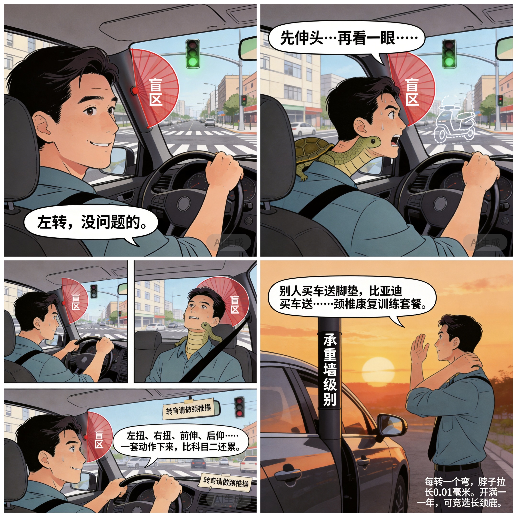 秦Plus A柱盲区有多大？车主：左转前必须做一套“探头+扭脖”体操