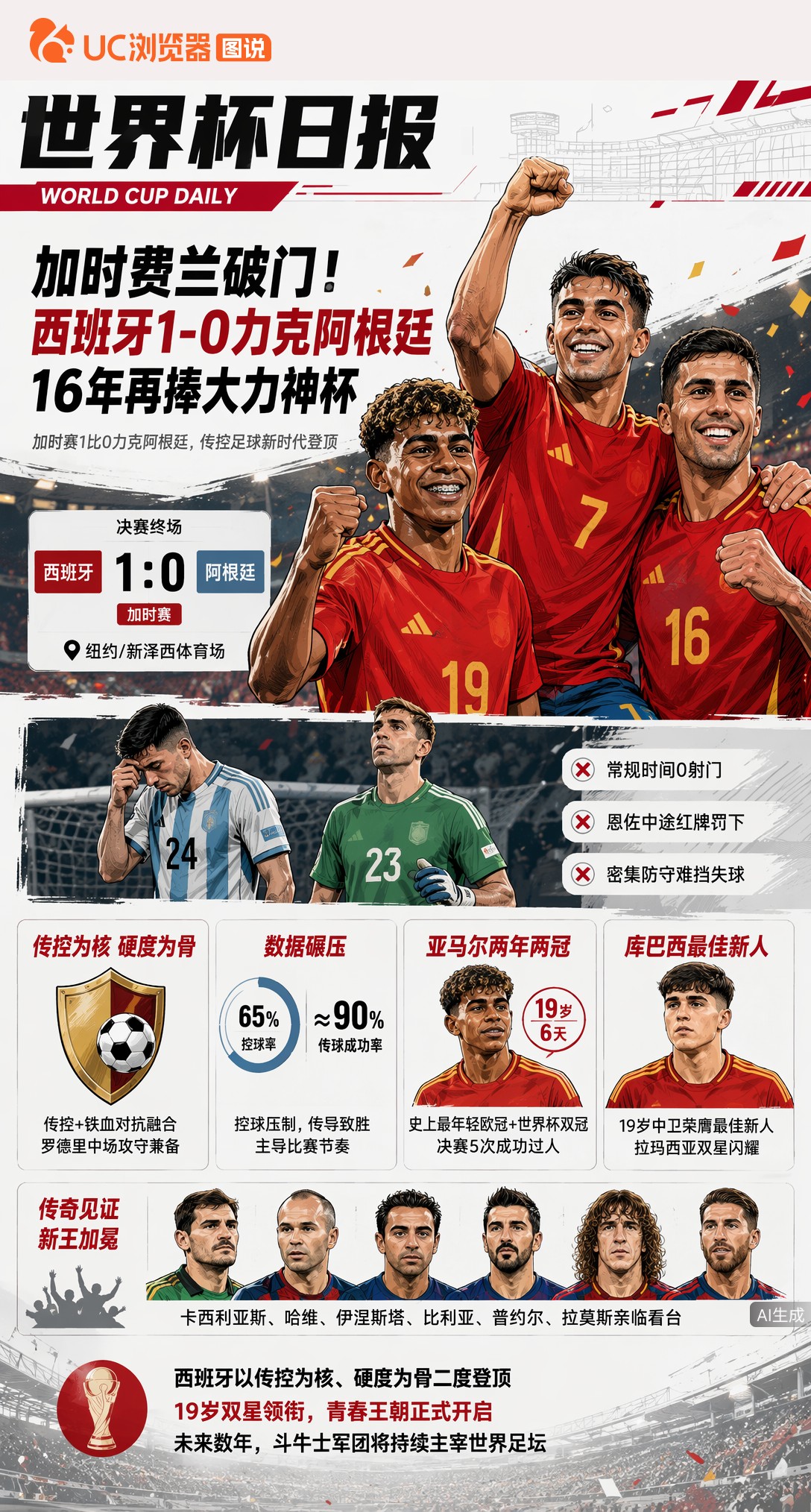 加时费兰破门！西班牙1-0力克阿根廷，16年再捧大力神杯