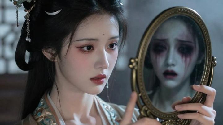 清代奇案：美女照镜现双影，镜中鬼脸紧盯她，拆开古镜真相大白！