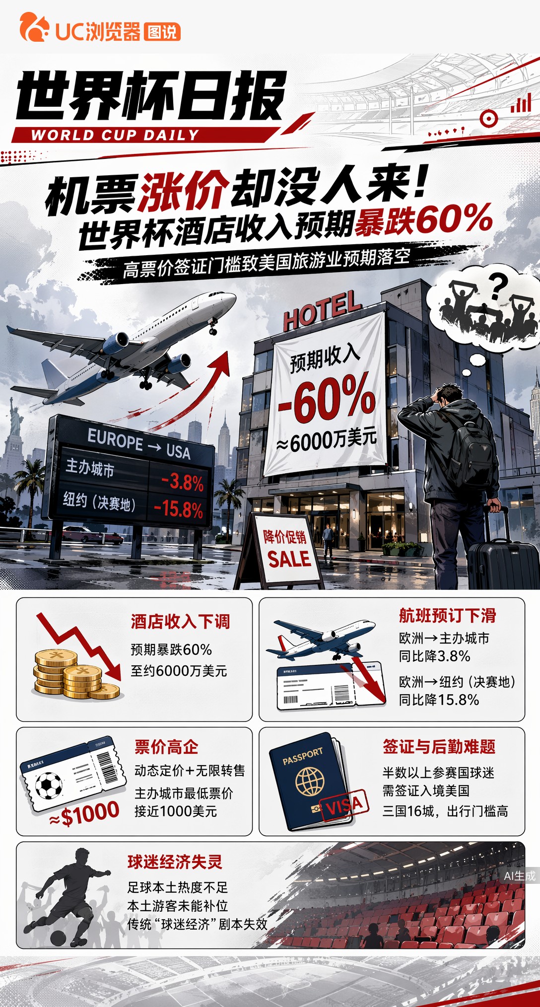 机票涨价却没人来！世界杯酒店收入预期暴跌60%，球迷经济失灵