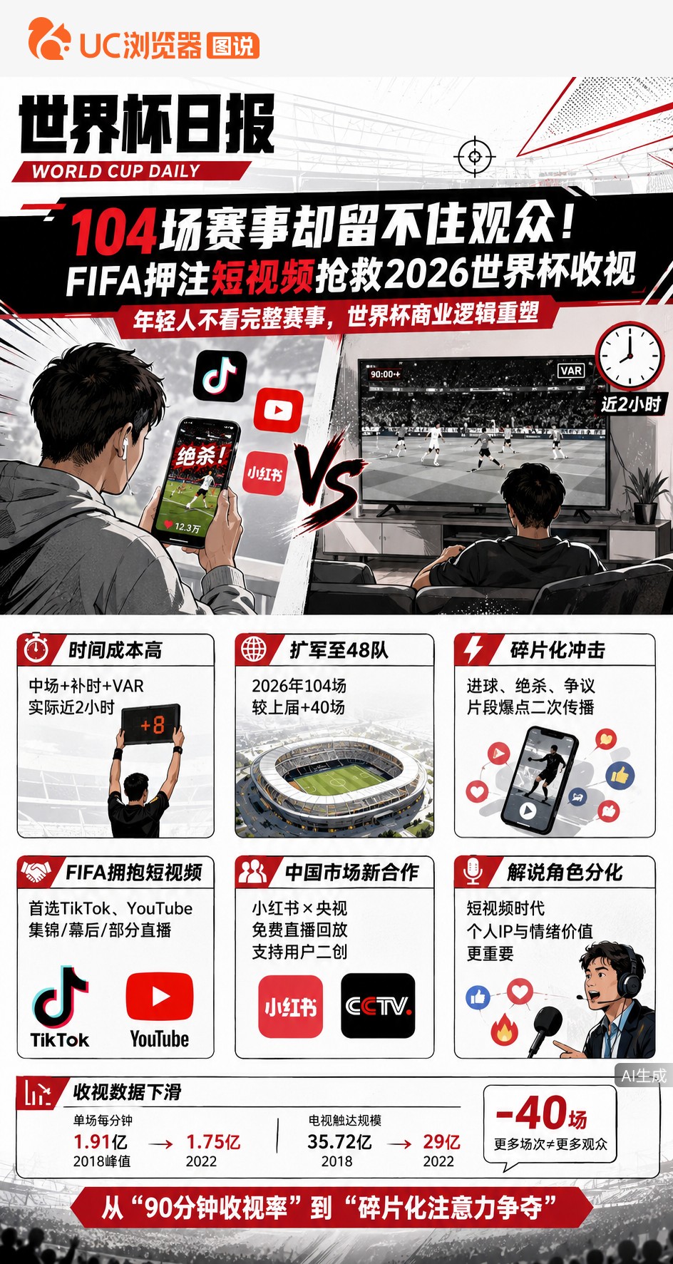 104场赛事却留不住观众！FIFA押注短视频抢救2026世界杯收视