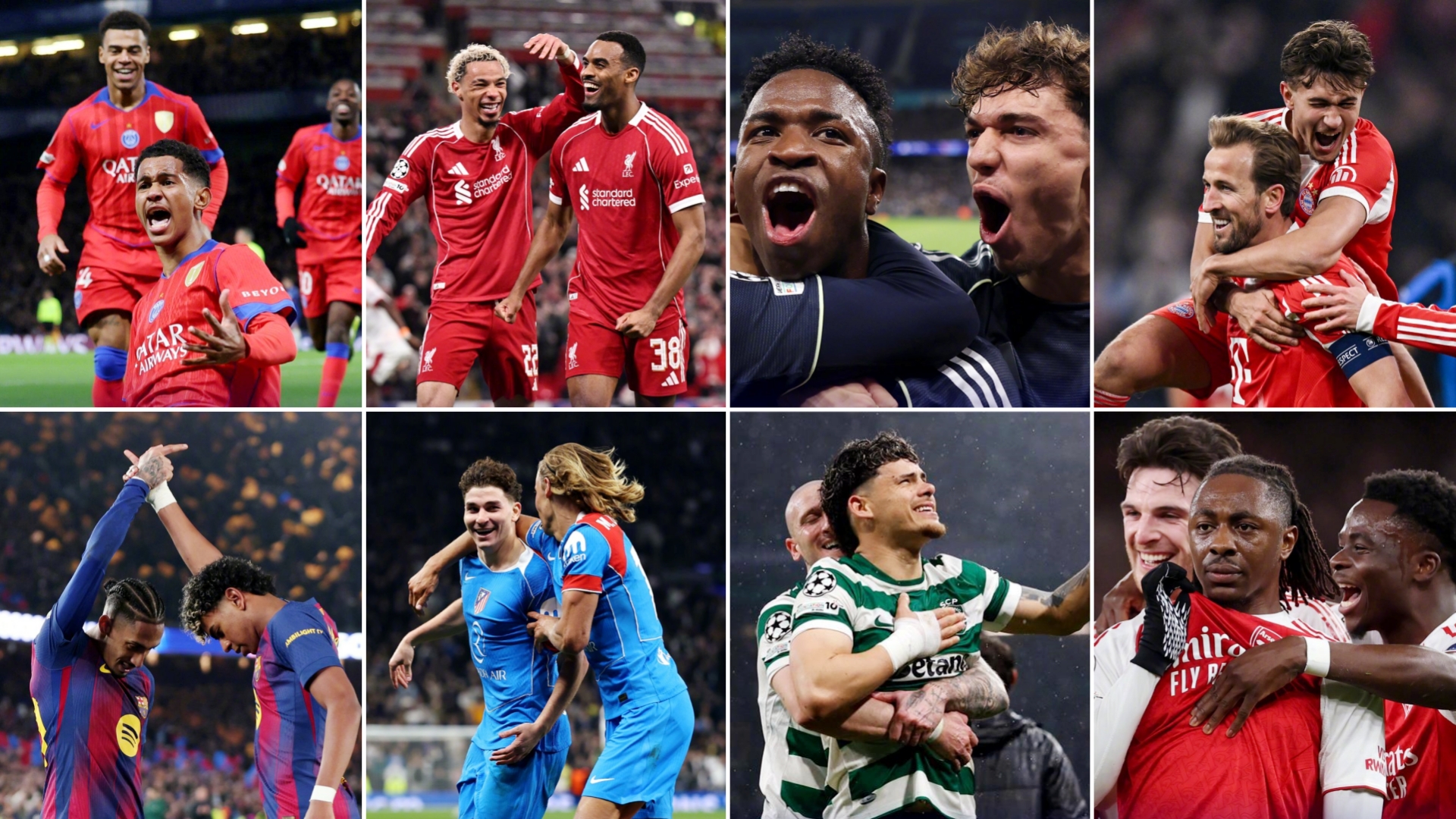 欧冠8强对阵出炉，巴黎vs利物浦，皇马vs拜仁，巴萨vs马竞，葡体vs阿森纳。