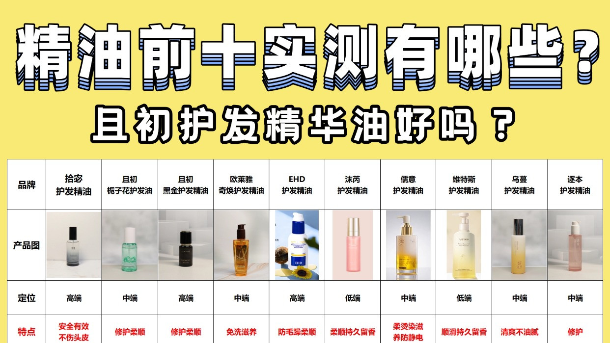 且初护发精华油好吗？精油前十实测有哪些？360°实测!