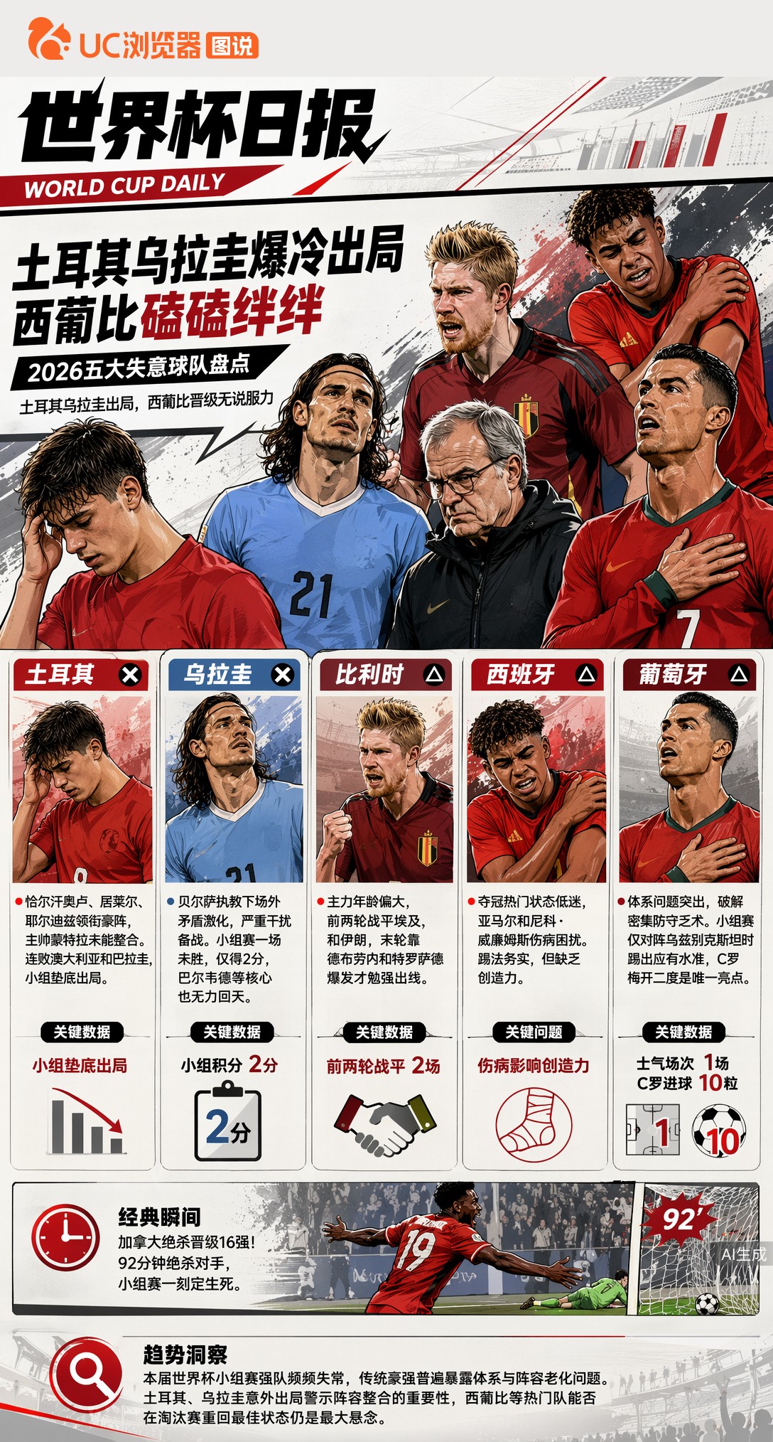 土耳其乌拉圭爆冷出局，西葡比磕磕绊绊——2026五大失意球队盘点