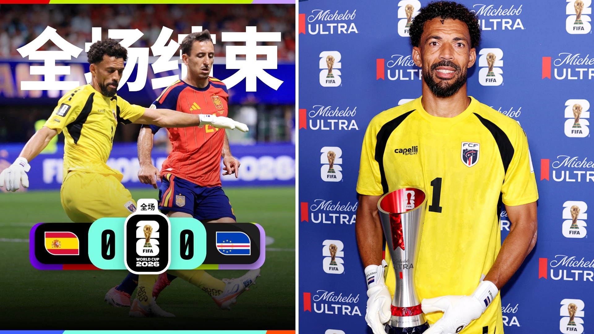 世界杯：西班牙0-0战平佛得角，爆出巨大冷门， 
西班牙27脚打门无果，佛得角4