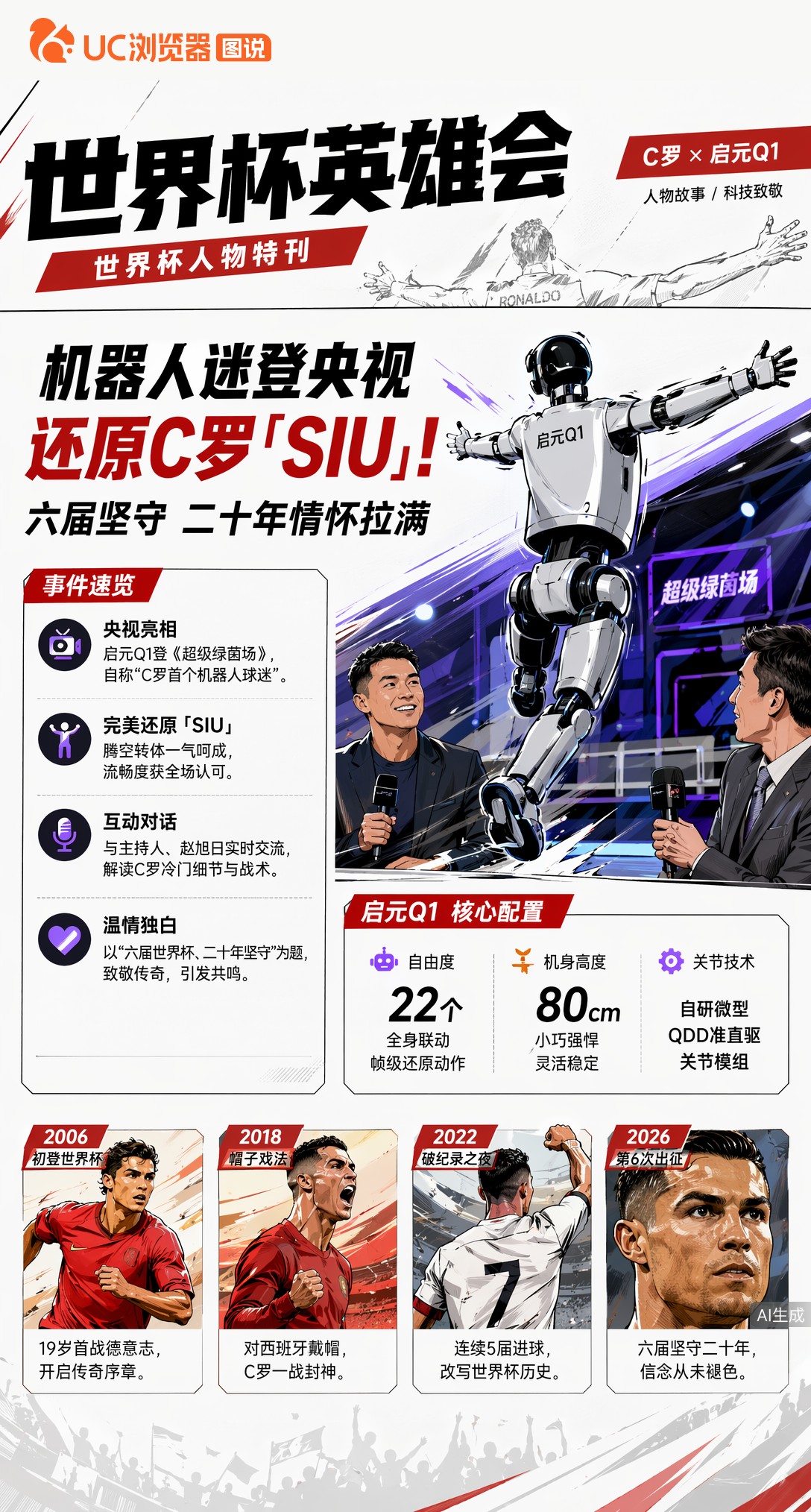 机器人迷登央视还原C罗"siu"！六届坚守二十年情怀拉满