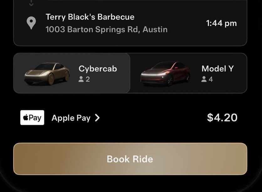 特斯拉Robotaxi App已经可以看到Cybercab了