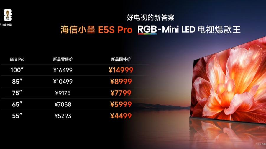 RGB-Mini LED普及风暴开启，海信正式发布小墨E5S Pro电视新品