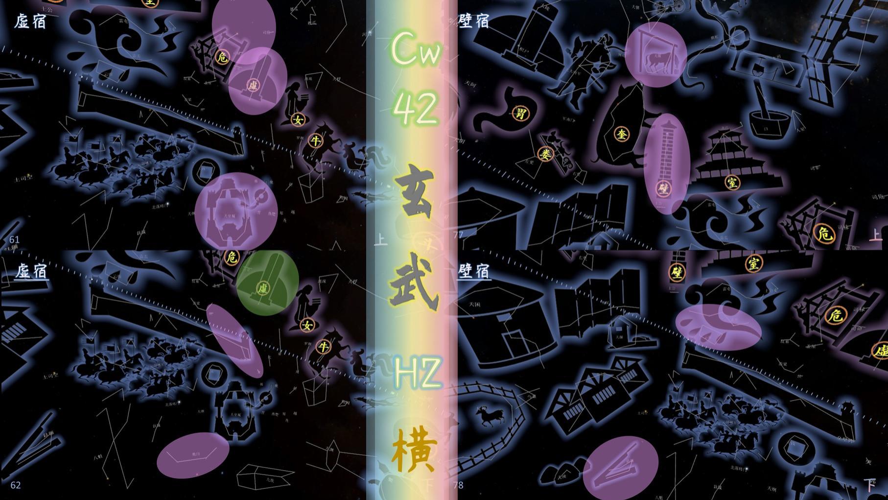 北方玄武七宿：斗牛女虚危室壁【元星组】横向图集，古天文