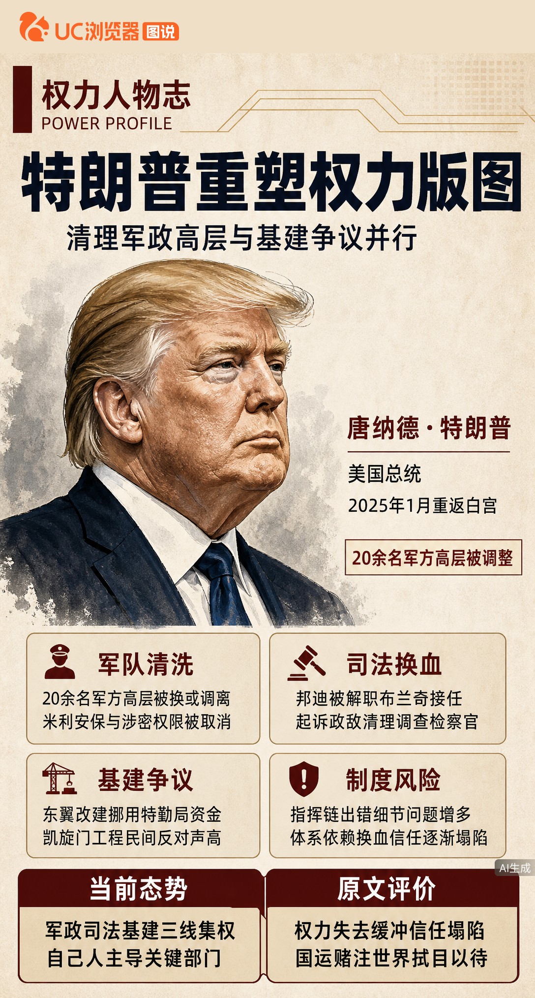 特朗普重返白宫后大换血：五角大楼20多名高层被撤，新司法部长曾是他的辩护律师。军队司法基建三条线全抓手里，但指挥链出错、民调反对声也跟着来了。