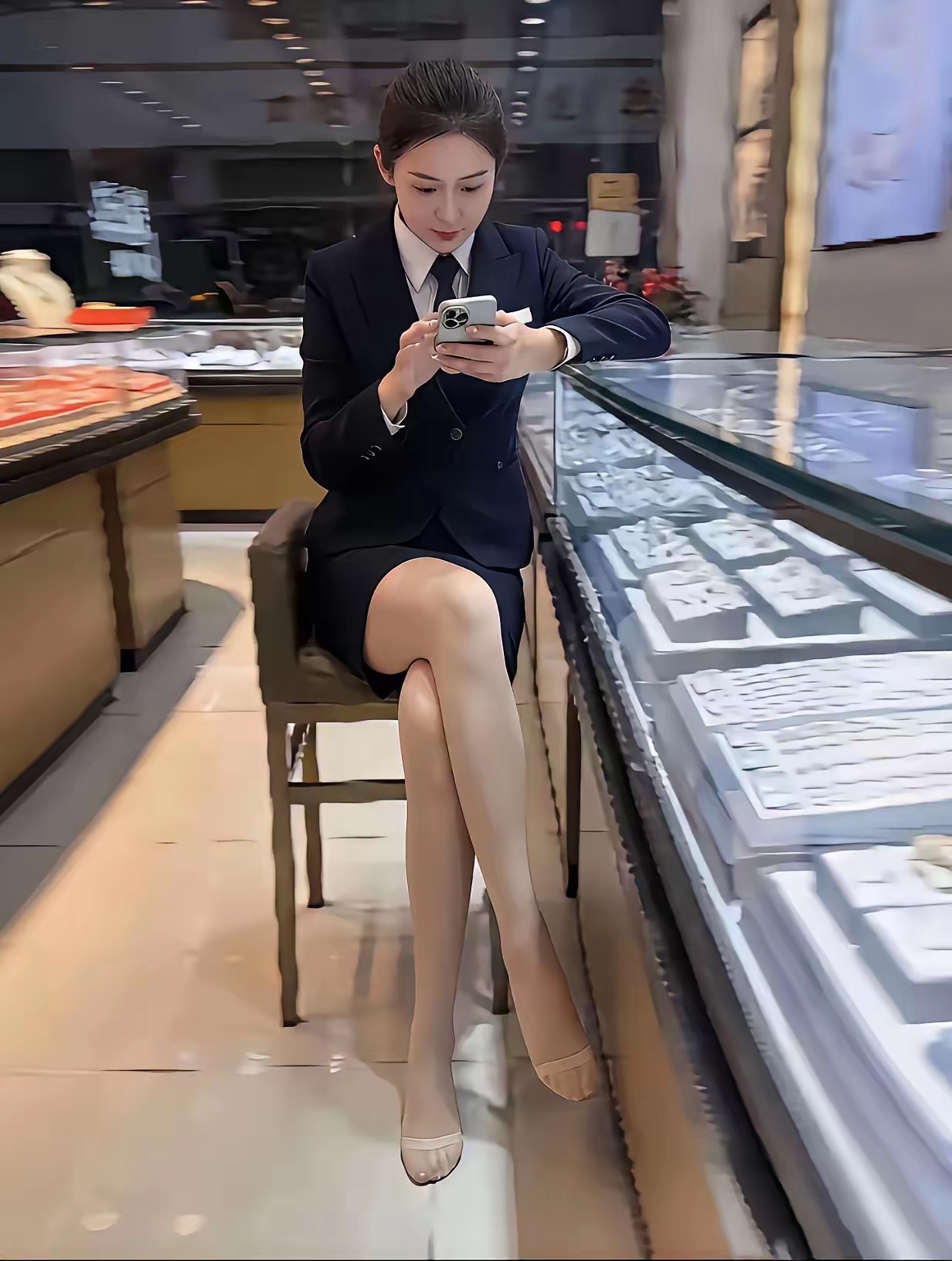 上班时间她为什么要脱鞋啊？