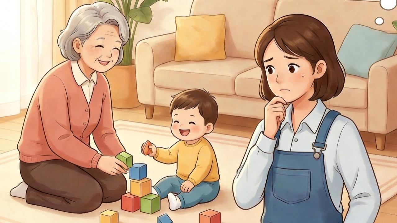 孩子和奶奶亲，我的心又酸又甜