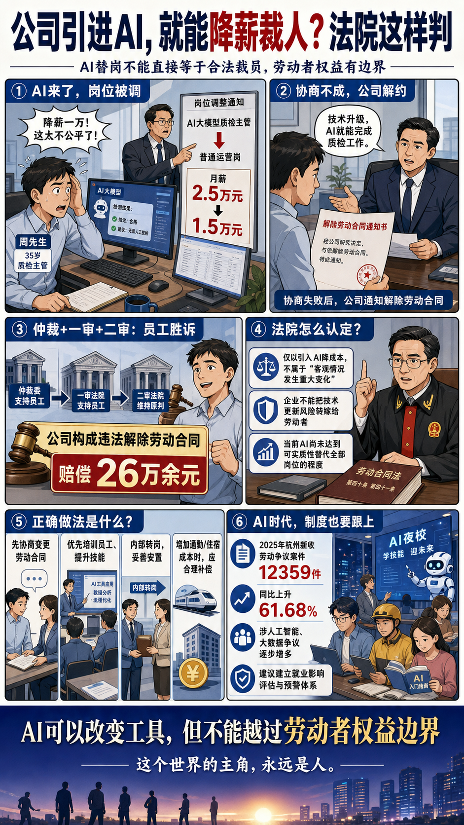 一图读懂：公司引进AI后将员工降薪裁员？法院判决大快人心