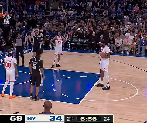 卧底表现！上半场米罗罚球4罚全飞，投篮还3中0
今日NBA总决赛G4，尼克斯上半