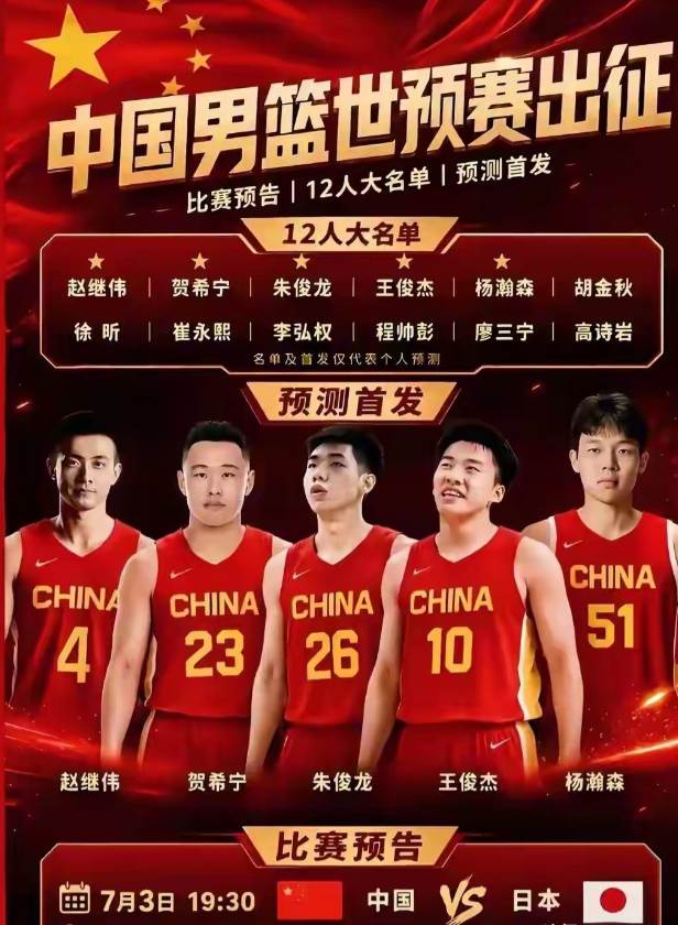 中国男篮对阵日本12人大名单出炉！郭士强到底该把谁定为战术核心？
 
7月2日，