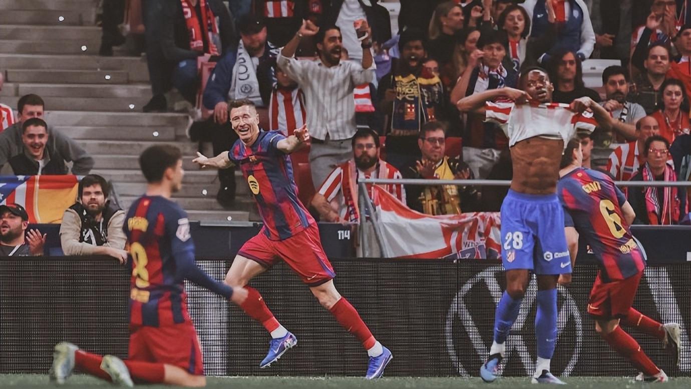 2: 1！亚马尔哑火，莱万替补幸运绝杀，巴萨复仇马竞，甩开皇马7分