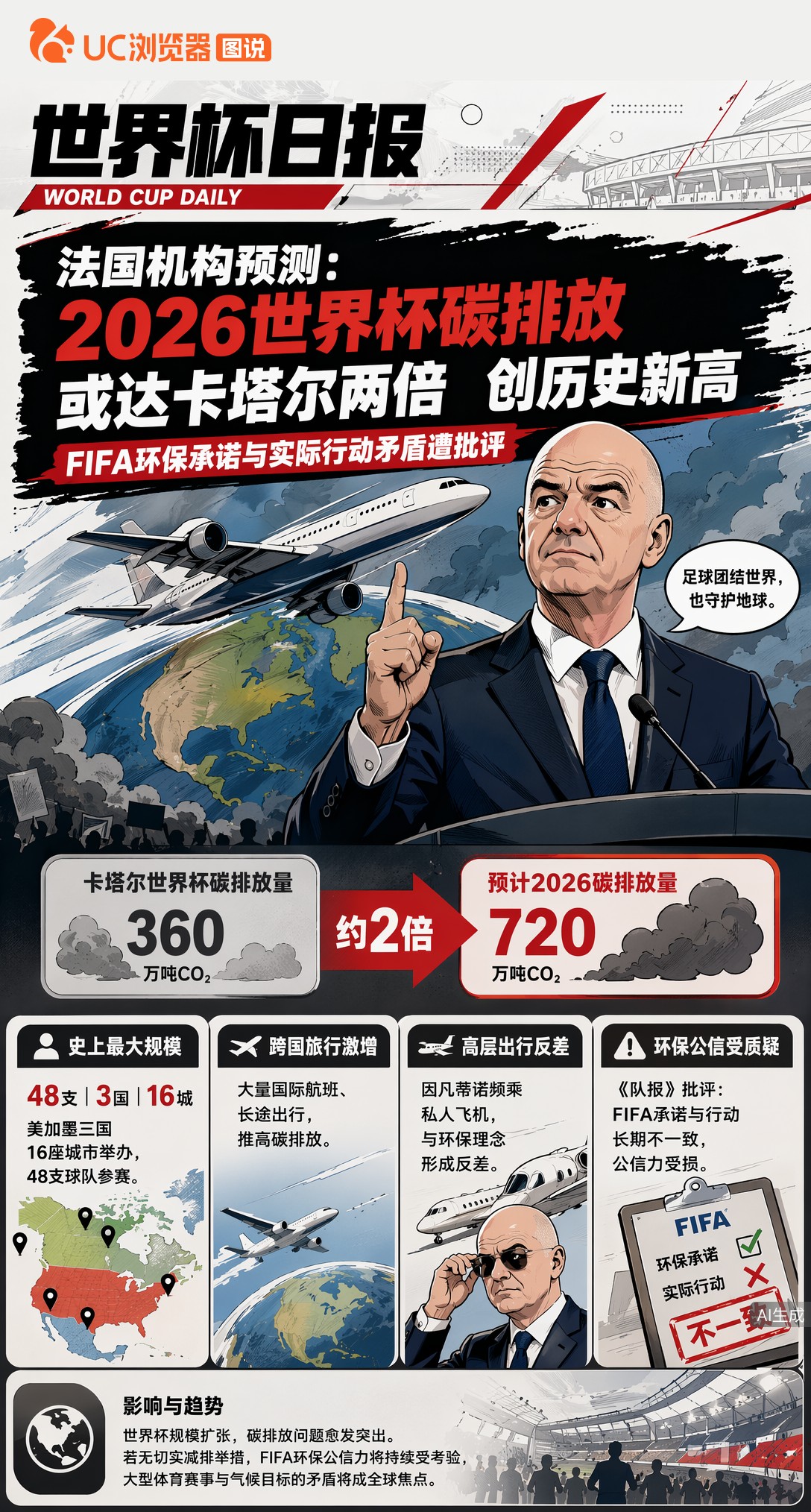 法国机构预测：2026世界杯碳排放或达卡塔尔两倍创历史新高