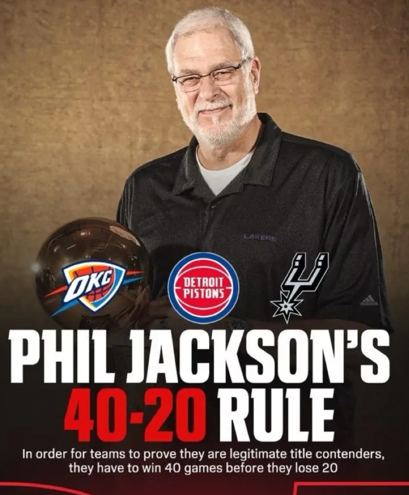 拥有11枚总冠军戒指的“禅师”菲尔-杰克逊曾预言球队夺冠定律：赛季冠军球队必须在