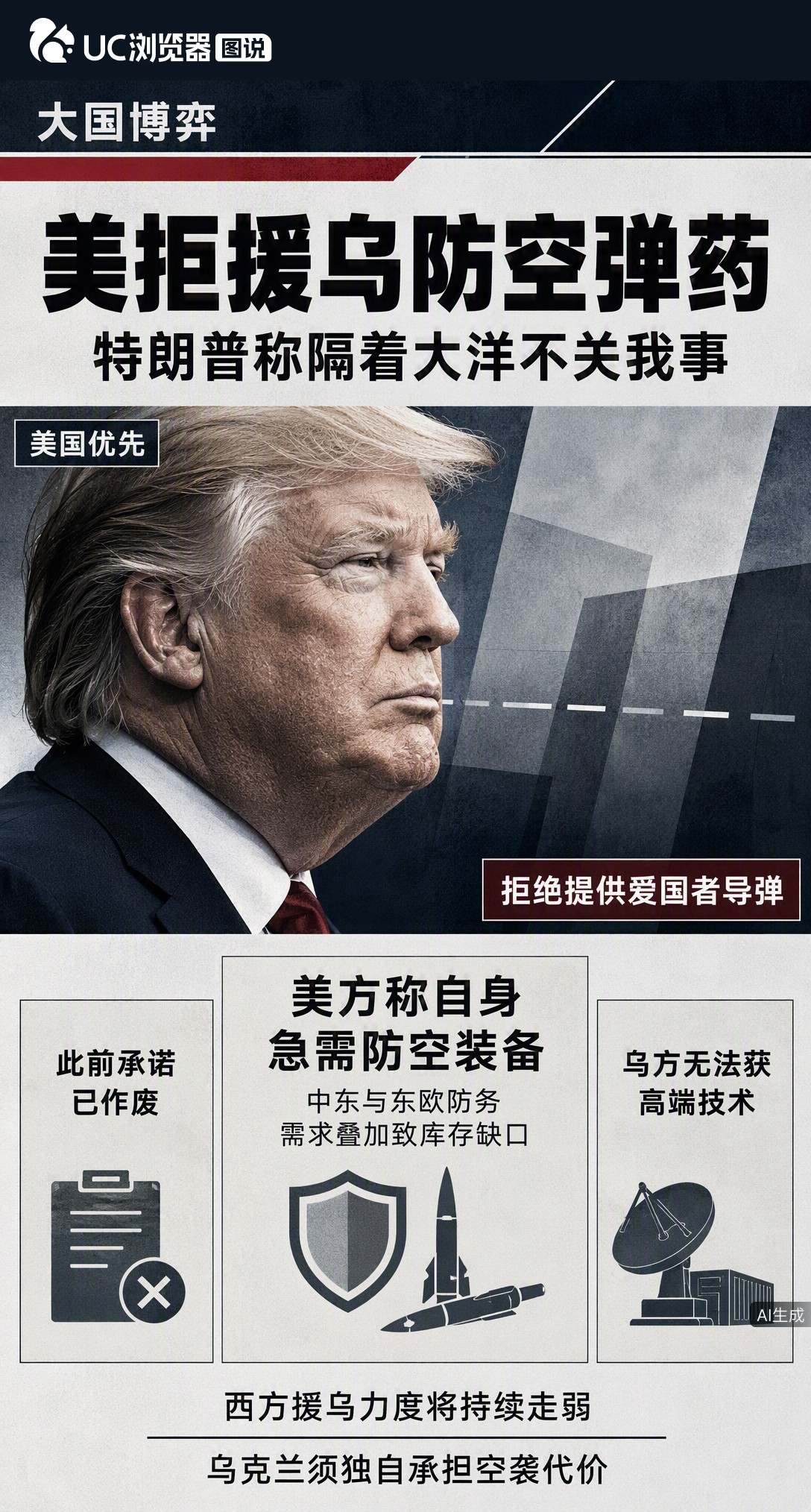 基辅遭大规模空袭，泽连斯基急求爱国者导弹，特朗普却直言“隔着大洋不掺合”。半个月前还闭门会晤，如今美方以自身库存紧张为由拒援，态度骤变背后是算清了投入产出账。